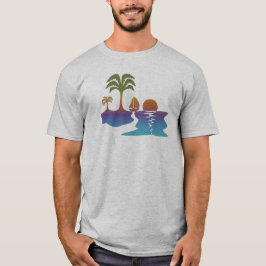 Camiseta Pôr do Sol Tropical Perpétuo com veleiro