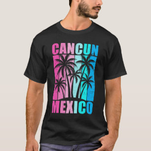Camiseta Pôr do Sol Tropical Retro Cancun Praia México Verã