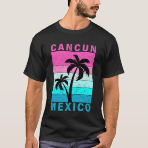 Camiseta Pôr do Sol Tropical Retro Praia Cancun México Verã