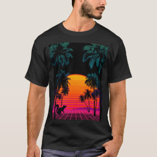 Camiseta Pôr do sol Vaporwave Palmeiras – Grade Neon do Esq