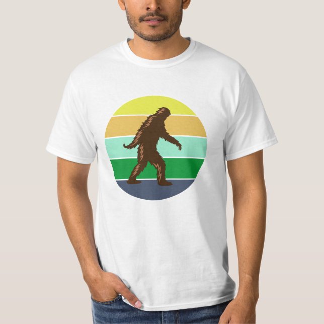 Camiseta Pôr do sol vintage Bigfoot Sasquatch  (Frente)