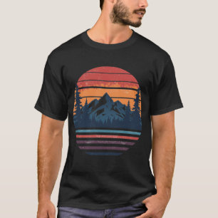 Camiseta Pôr do sol vintage na montanha Design retrô ao ar