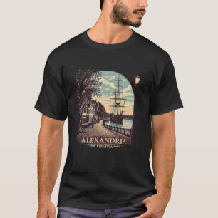 Camiseta Pôr do sol vintage na paisagem urbana costeira de