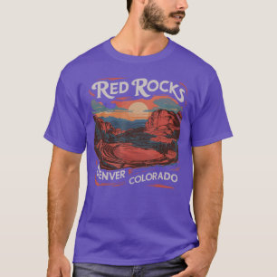 Camiseta Pôr do sol Vintage Red Rocks Denver Colorado engra