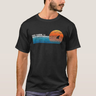 Camiseta Pôr do sol vintage Stone Harbor NJ Retro 80s Barba