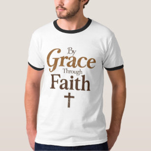 Camiseta Por Grace Through Faith - Christian Cross Vintage