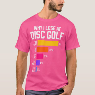 Camiseta Por que eu perco no golfe de disco Frisbee desculp
