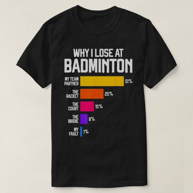 Camiseta Por que eu Perder em Badminton Engraçado desculpa  (Frente do Design)
