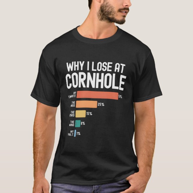 Camiseta Por Que Eu Perder Em Cornhole (Frente)
