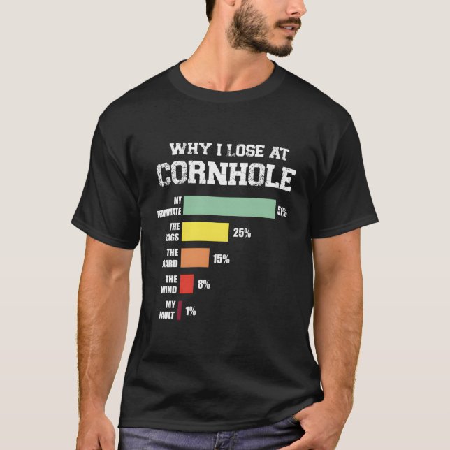 Camiseta Por Que Eu Perder Em Cornhole (Frente)