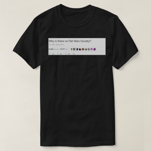 Camiseta Por que não existe uma Sociedade Marte Plana 2 (Frente do Design)