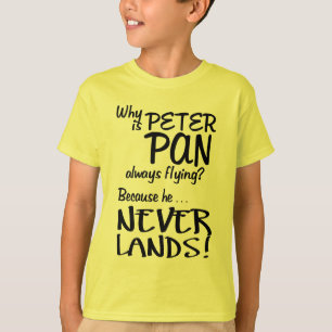 Camiseta Por que Peter Pan está voando sempre? (Preto)