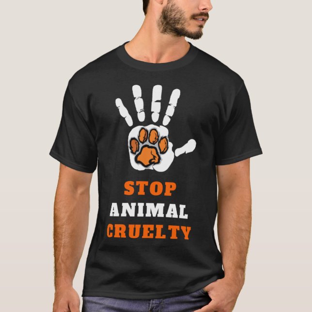 Camiseta Pôr termo à crueldade dos animais, salvar o Anti-C (Frente)