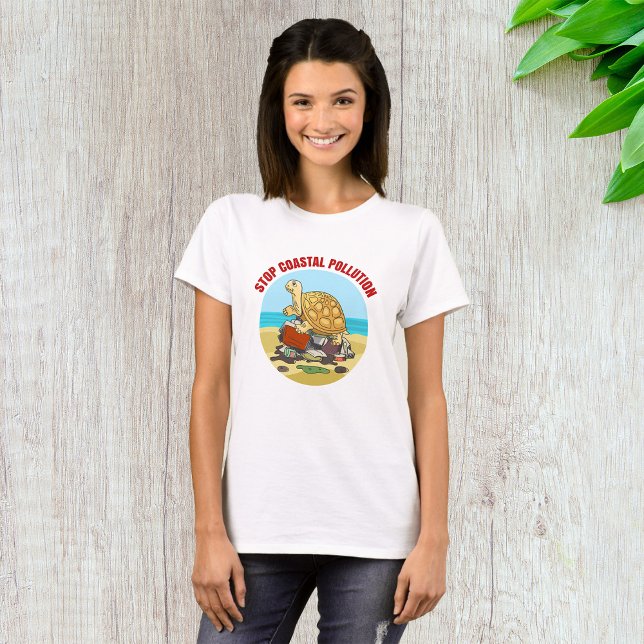 Camiseta Pôr termo à poluição costeira - turla ambiental do (Criador carregado)