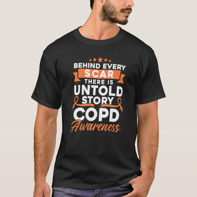 Camiseta Por trás de todas as cicatrizes de DPOC Conscienti (Frente)