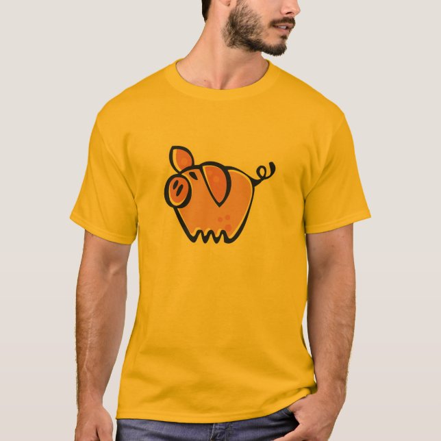 Camiseta Porco amarelo alaranjado (Frente)