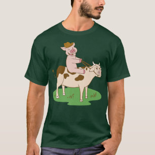 Camiseta Porco Andando Um Prêmio De Fazenda De Vaca