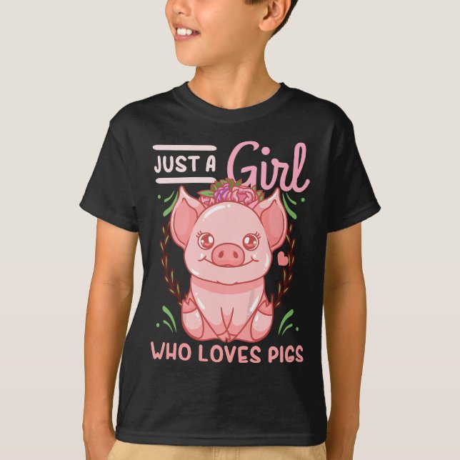 Camiseta Porco Apenas Uma Menina Que Ama Suínos (Frente)
