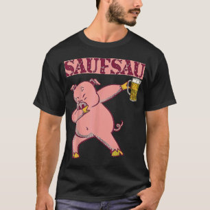 Camiseta Porco bêbado fazendo dab de cerveja porco festa ba