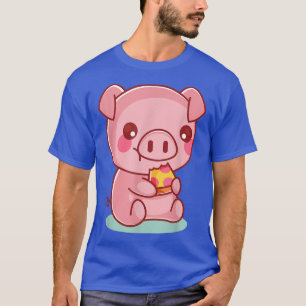 Camiseta Porco Bonito Comendo Pizza T-Shirt Engraçada Foodi