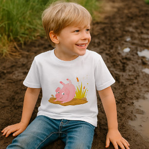 Camiseta Porco Brincalhão na Lama Animal de Fazenda Diverti