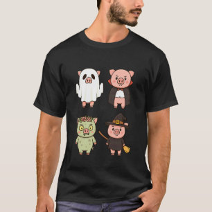 Camiseta Porco Bruxa Assustadora Zumbi Boo Fofo Halloween M