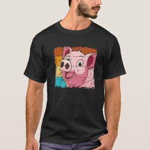 Camiseta Porco Cara De Suíno Para Homens Fazendas Agriculto