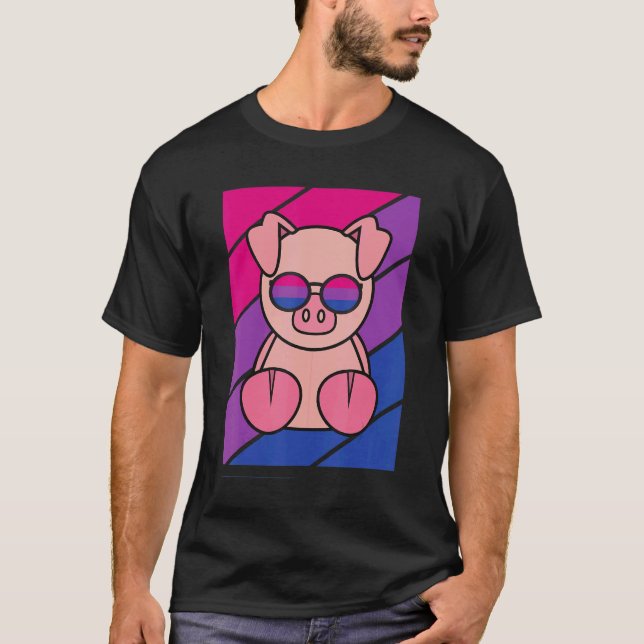 Camiseta Porco Com Bandeira Bissexual Lgbtq Ord Ally Prid (Frente)