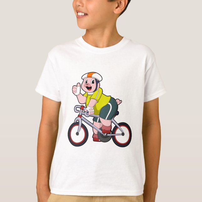 Camiseta Porco com Bicicleta e Capacete (Frente)