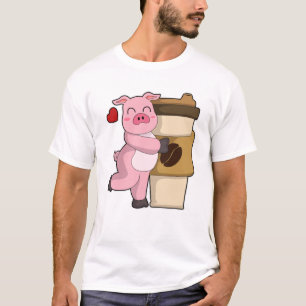 Camiseta Porco com café