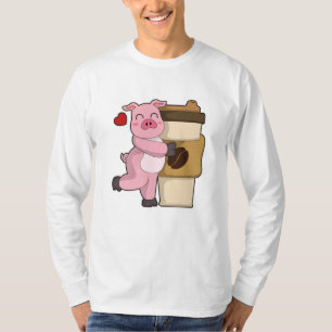 Camiseta Porco com café