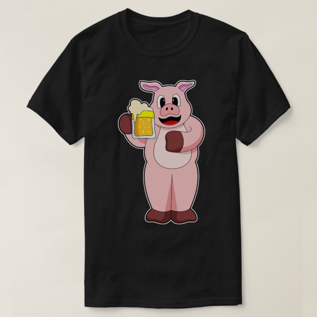 Camiseta Porco com Copo de Cerveja (Frente do Design)
