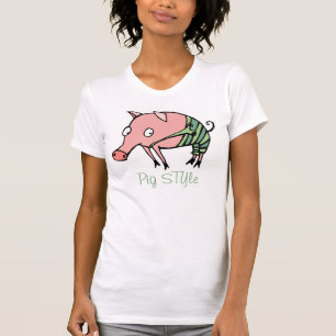 Camiseta porco com estilo porquinho engraçado de calças