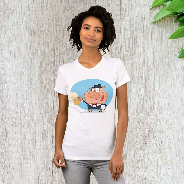 Camiseta Porco com pinta de cerveja de espuma (Criador carregado)