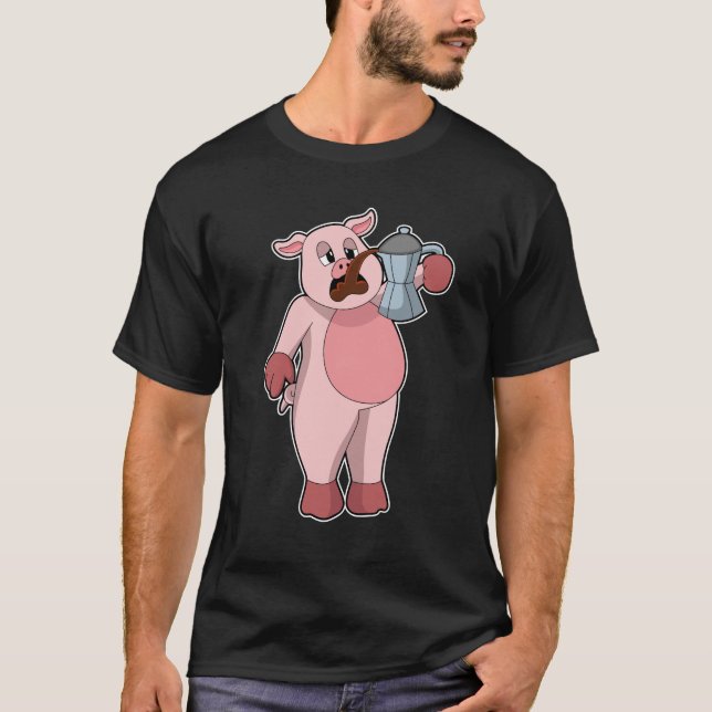 Camiseta Porco com pote de café (Frente)