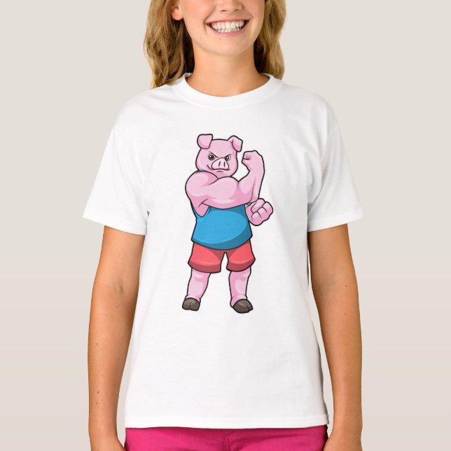 Camiseta Porco como Criador de Pormenores com braço superio (Frente)