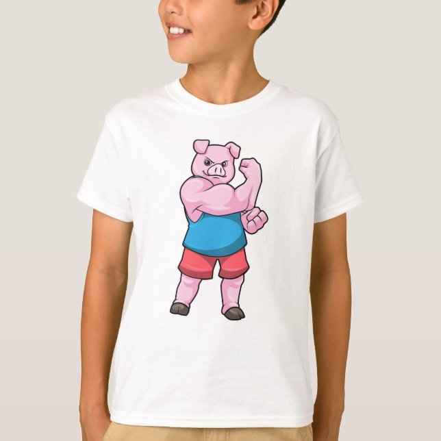 Camiseta Porco como Criador de Pormenores com braço superio (Frente)