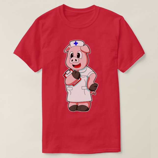 Camiseta Porco como Enfermeira com Fumo (Frente do Design)