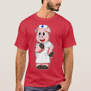 Camiseta Porco como Enfermeira com Fumo