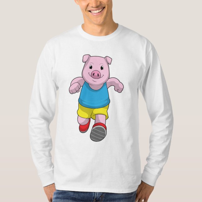 Camiseta Porco como Executante em Execução (Frente)