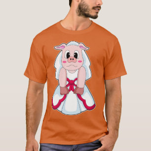Camiseta Porco como noiva com vestido de noiva 1