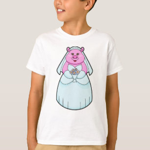 Camiseta Porco como noiva com véu