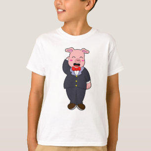 Camiseta Porco como Noivo com Terno e Gravata
