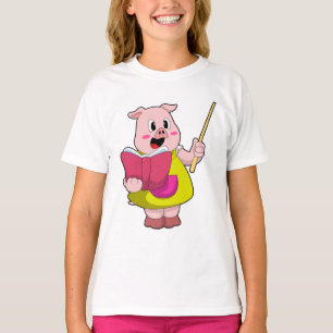 Camiseta Porco como Professor com Livro