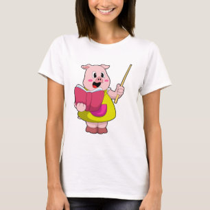 Camiseta Porco como Professor com Livro