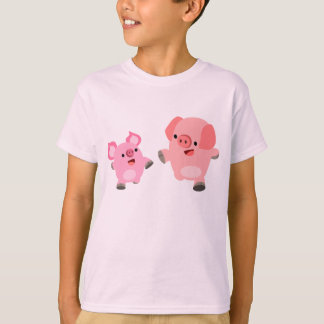 Camiseta Porco de Cartoon Corante Cortado Crianças Camisa-T