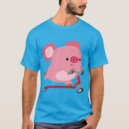 Camiseta Porco de desenho em Patinete