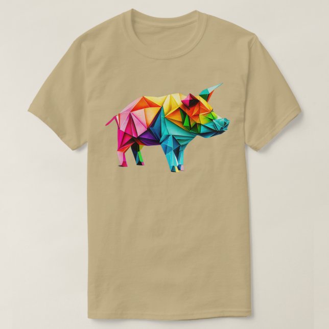 Camiseta Porco De Diversão De Origami (Frente do Design)