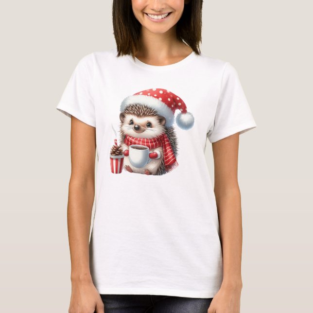 Camiseta Porco de Natal com chocolate quente (Frente)