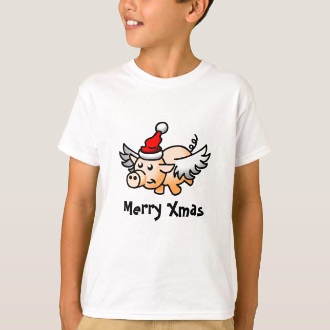 Camiseta Porco de Natal Voador (Frente)